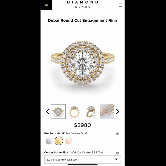 Diamond Nexus Dubai Round Cut Ring - 2.04 ct center 2.58 tcw 14K Yellow Gold - Picture 3 of 6